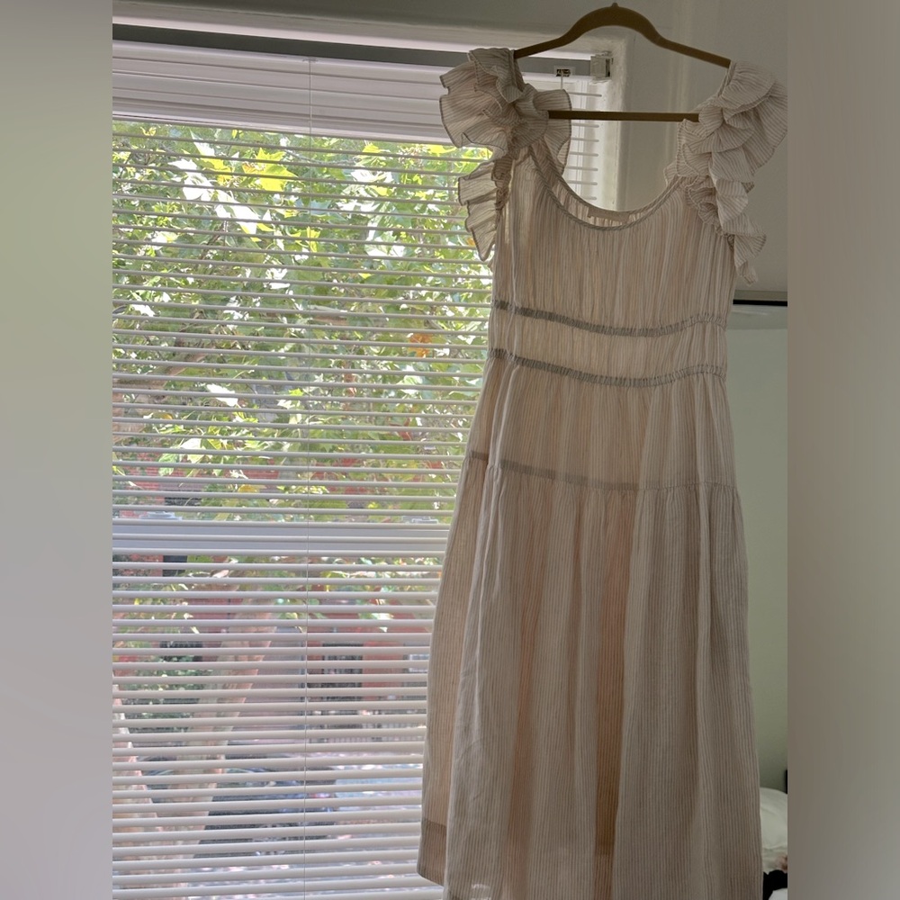 Ulla Johnson ruffle sleeve linen dress